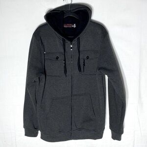 Navy Crew Co. Grey Sherpa Lined Utility Style Zip Hoodie M